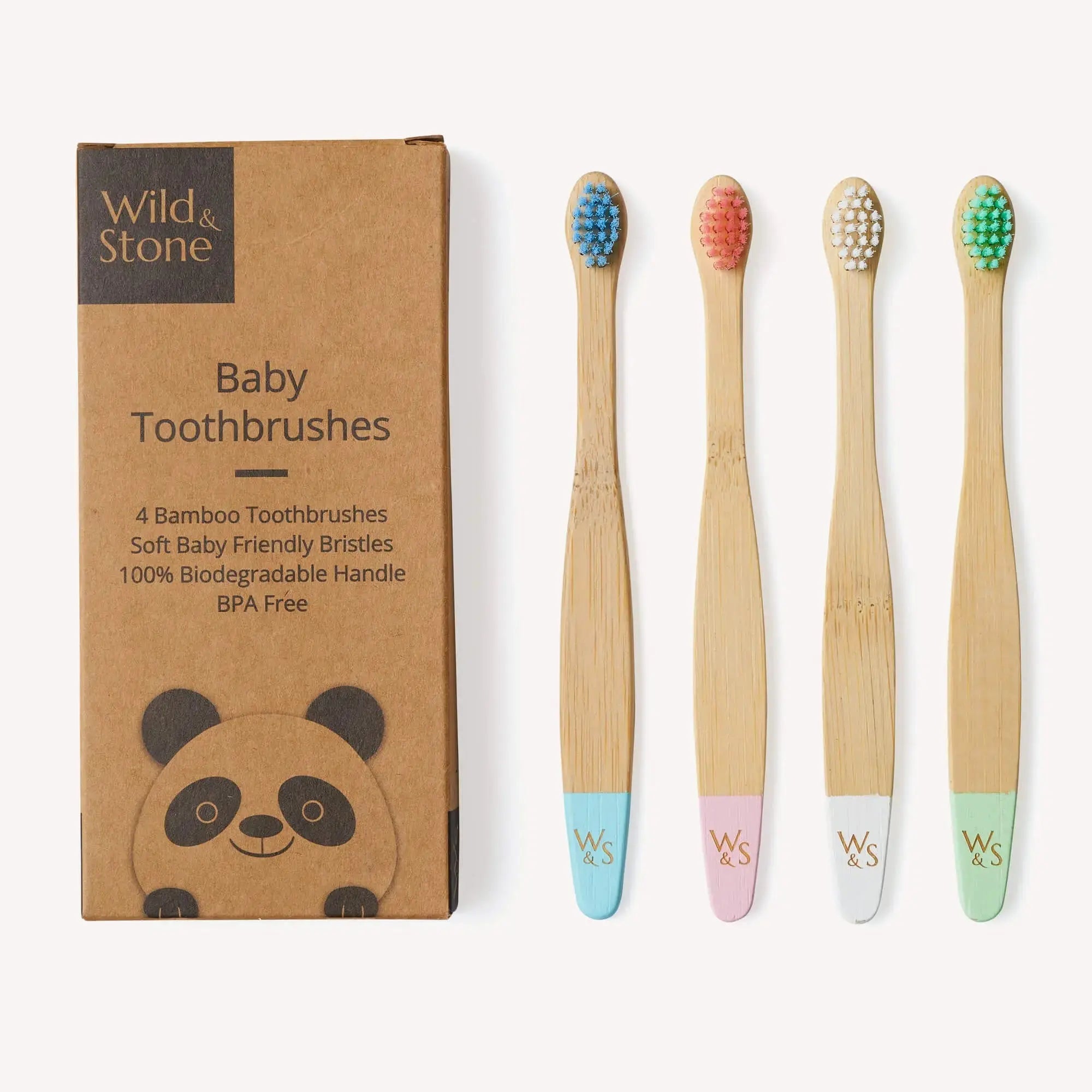 Baby Bamboo Toothbrush – 4 Pack with Extra Soft Bristles for Gentle Oral Care