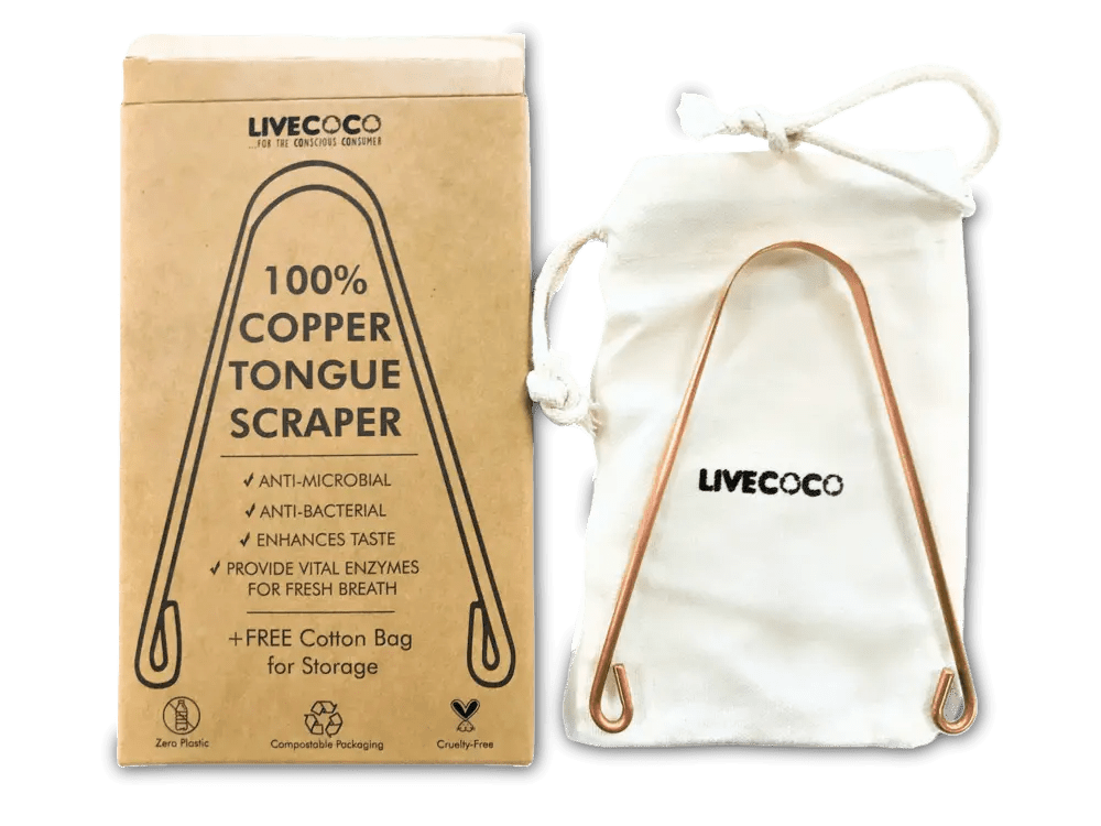 Pure Copper Tongue Scraper (anti-microbial) LiveCoco