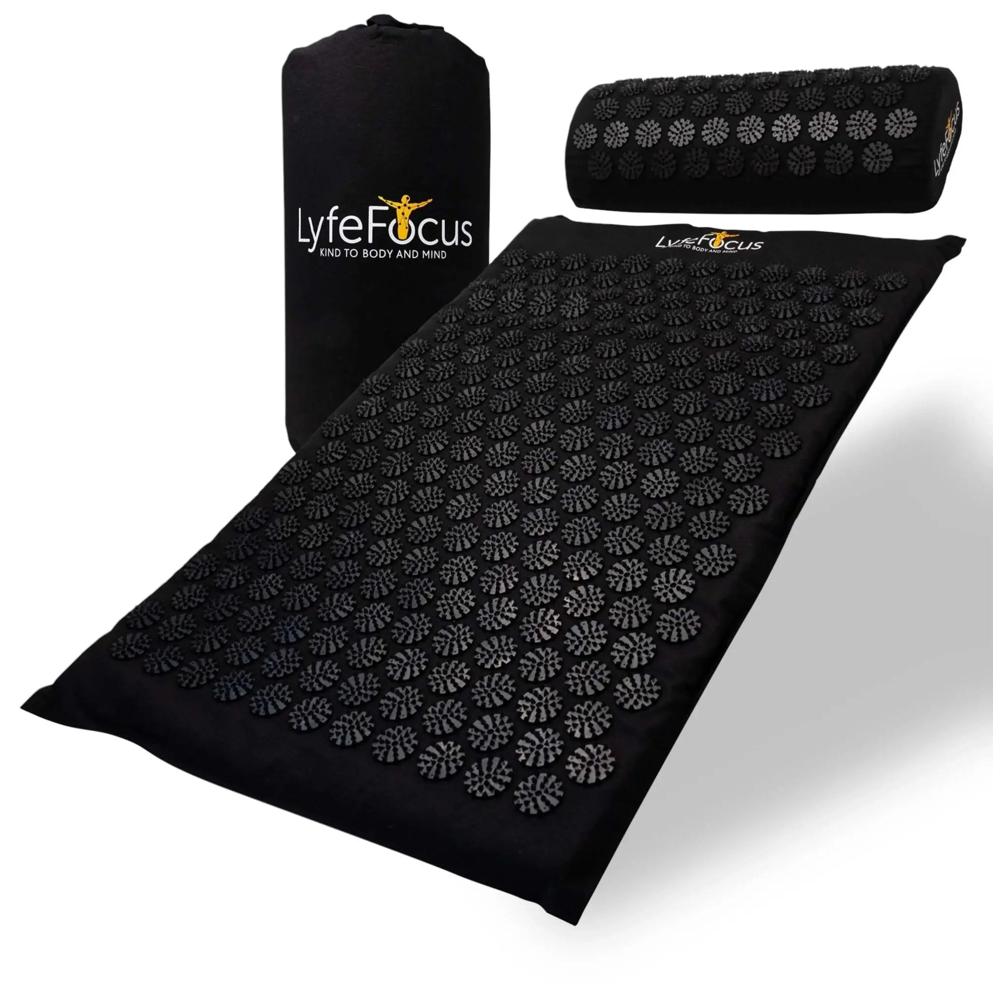 Acupressure Mat & Pillow (Black) LyfeFocus