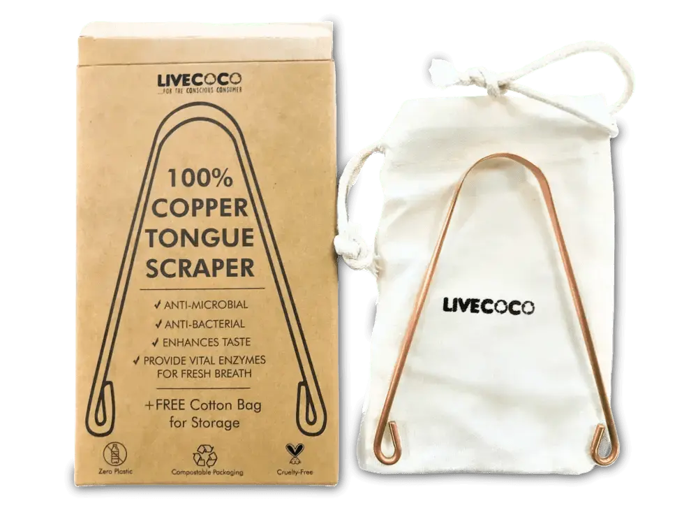 Pure Copper Tongue Scraper (anti-microbial) LiveCoco