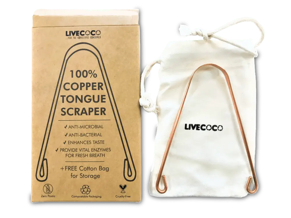 Pure Copper Tongue Scraper (anti-microbial) LiveCoco