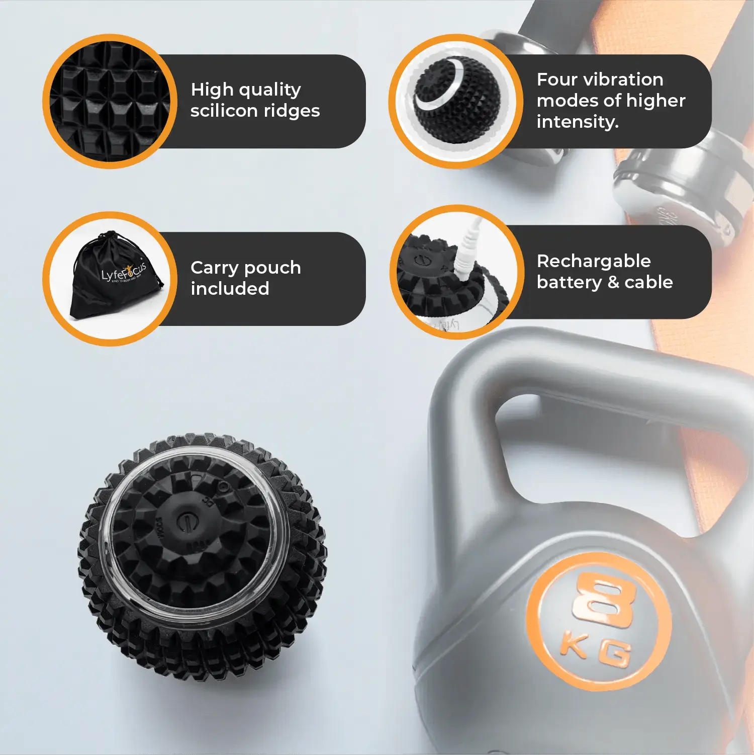 Vibrating Massage Ball (Black) LyfeFocus